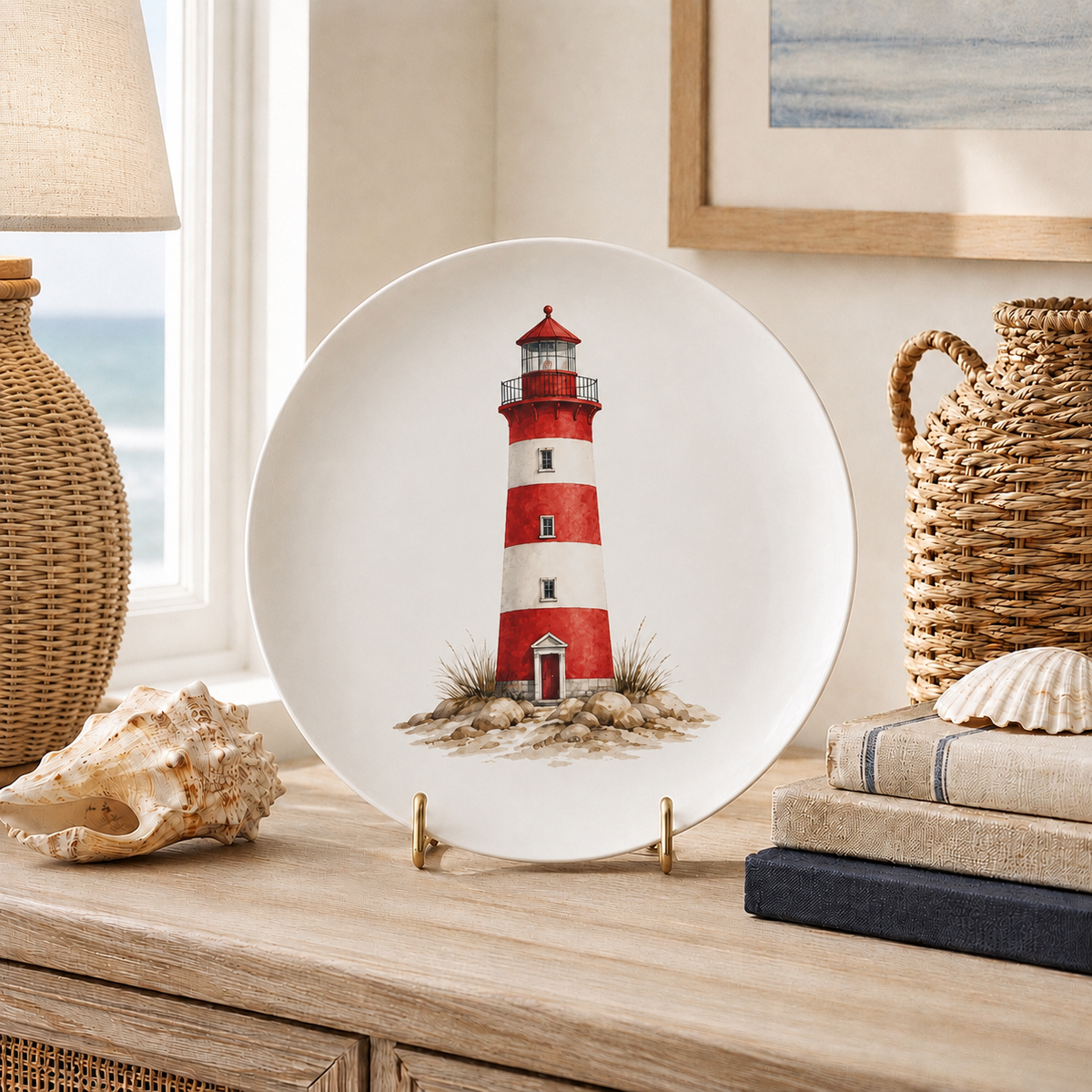 Coastal Lighthouse Decorative Bone China Plate