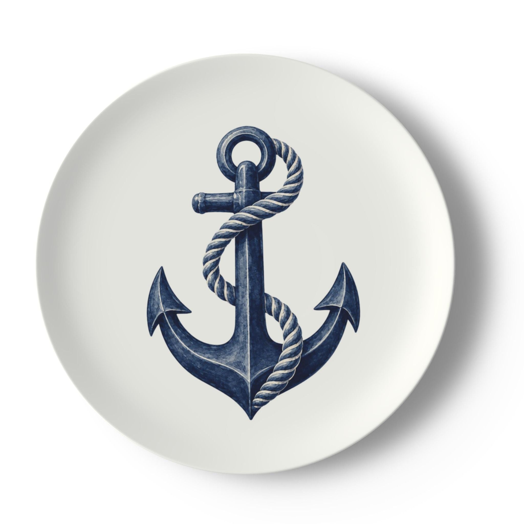 Classic Navy Anchor Decorative Bone China Plate | Seaside Collection