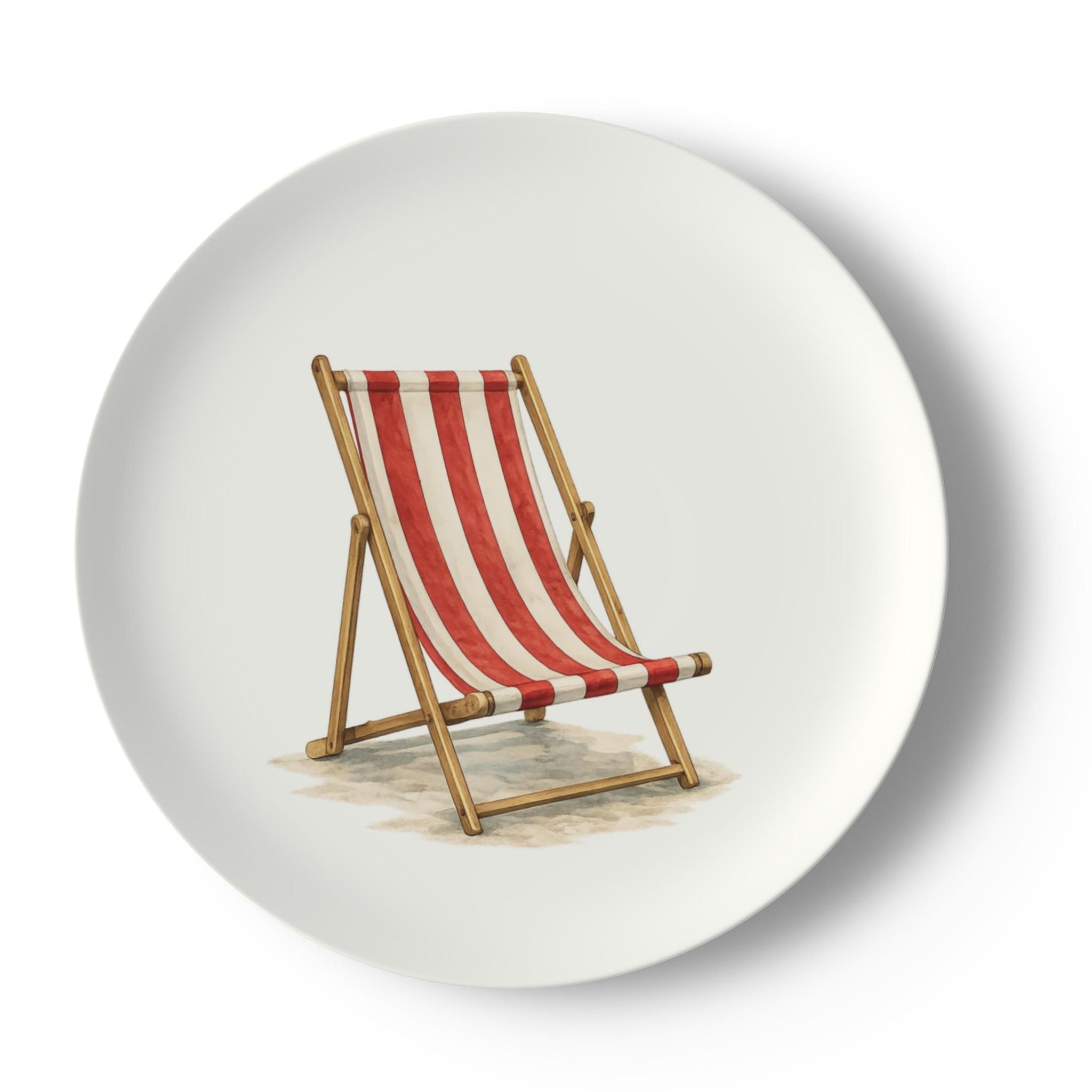 Red Stripe Deck Chair Decorative Bone China Plate | Heritage Collectio