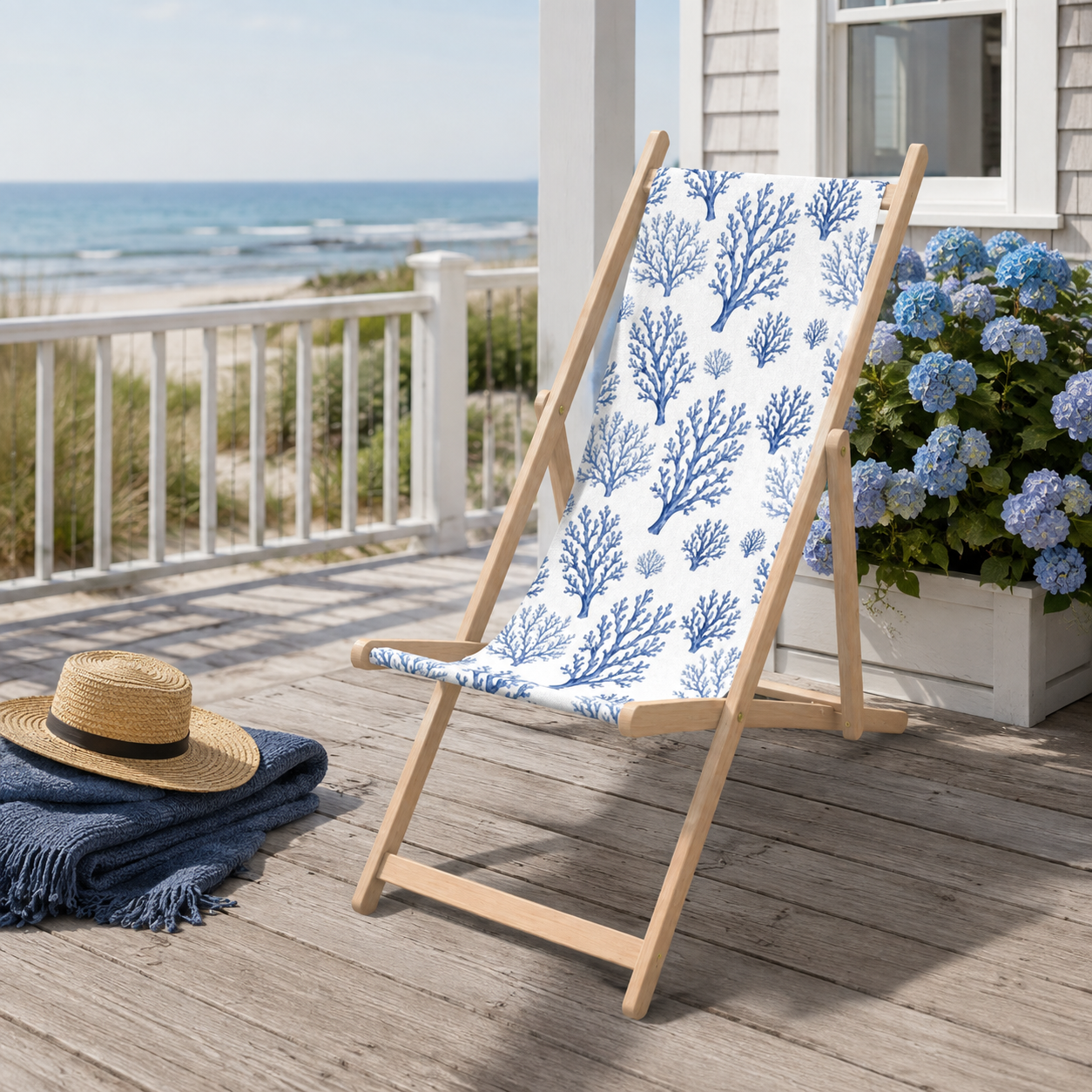 Heirloom Blue Coral Deckchair