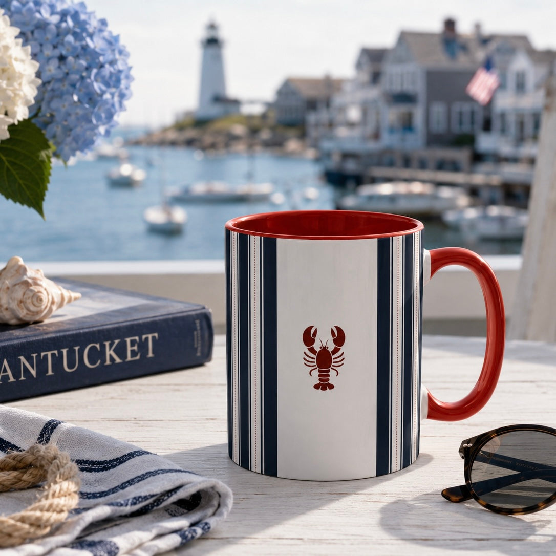 Seaside Stripe Lobster Mug