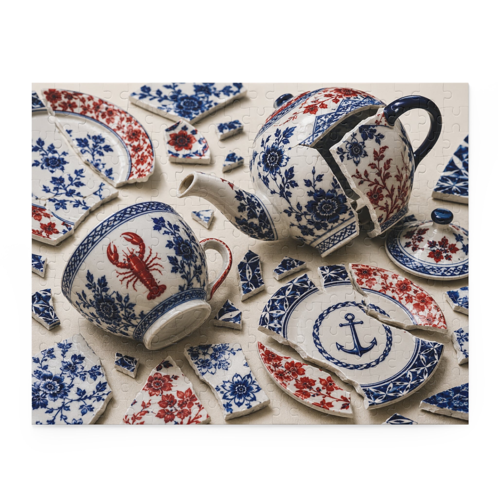 Blue & Red Nautical China Puzzle