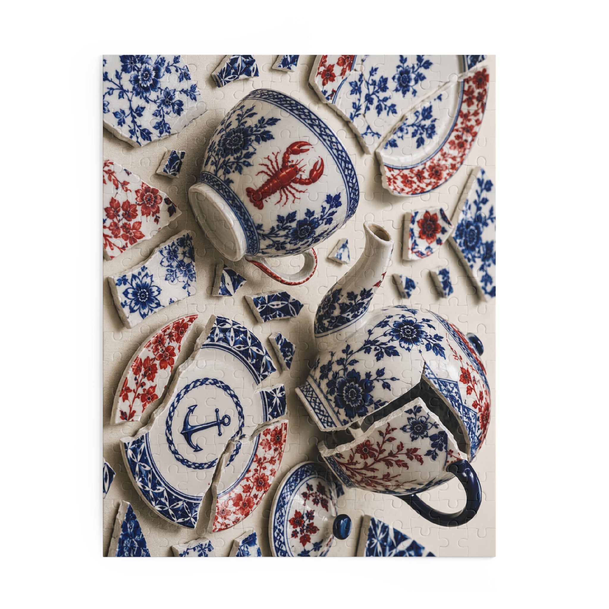Blue & Red Nautical China Puzzle