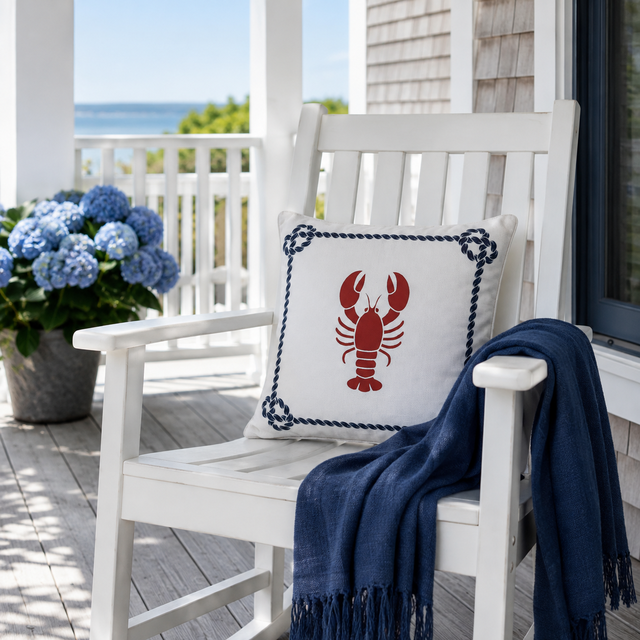 Seaside Lobster Rope Pillow